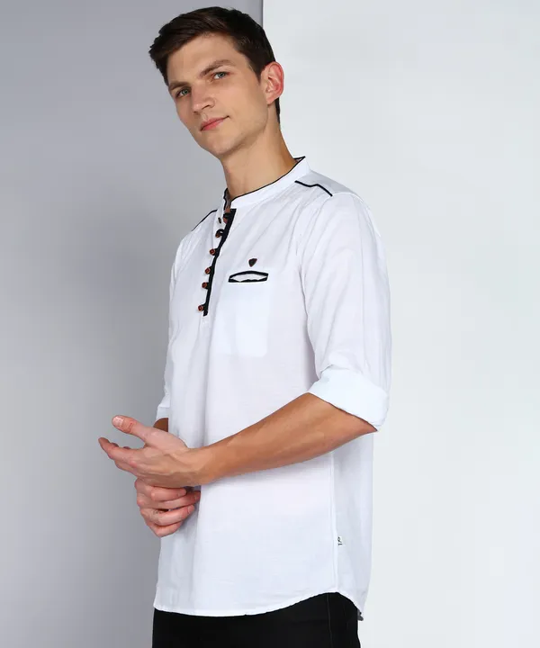 Men's_White_Linen_Cotton_Loop_Fusion_Ethnic_Kurta