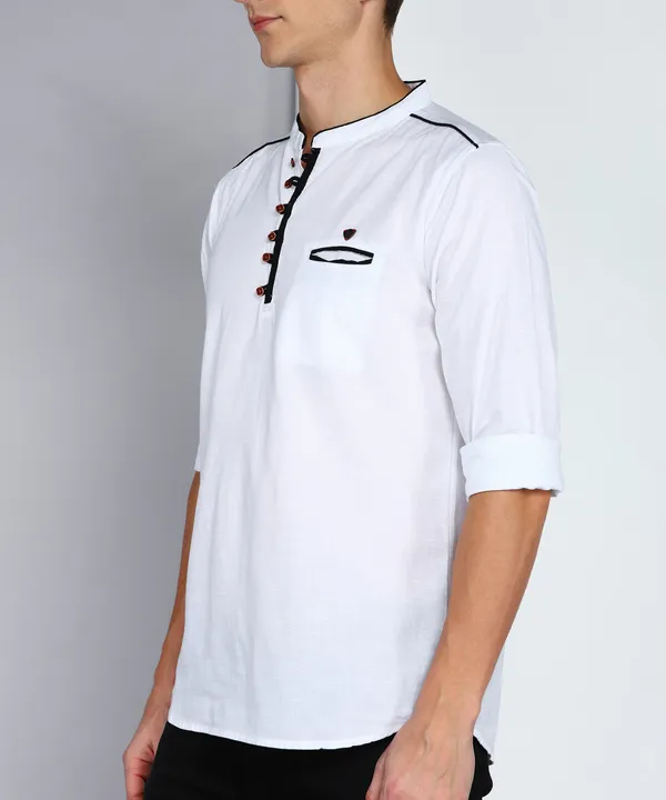 Men's_White_Linen_Cotton_Loop_Fusion_Ethnic_Kurta