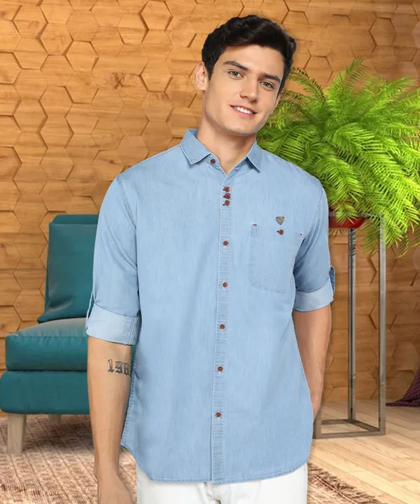 Men's_Ice_wash_Blue_Classic_Denim_Shirt