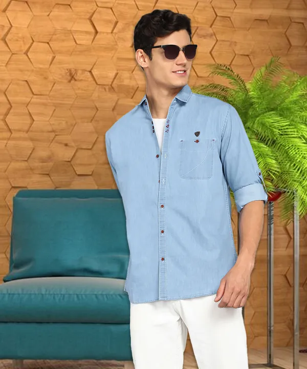 Men's_Ice_wash_Blue_Classic_Denim_Shirt