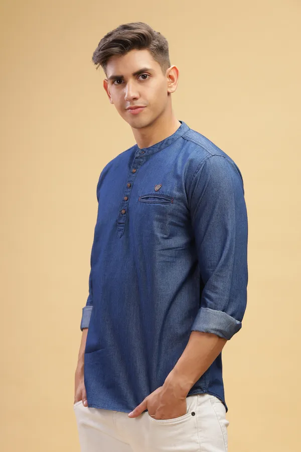 Men's_True_Blue_Fusion_Short_Denim_Kurta