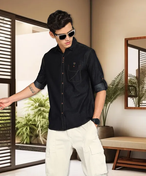 Men's_Black_Classic_Denim_Shirt
