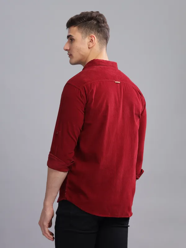 Men's_Maroon_Double_Pocket_Cargo_Corduroy_Shirt