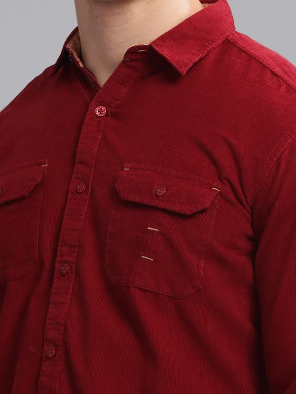 Men's_Maroon_Double_Pocket_Cargo_Corduroy_Shirt