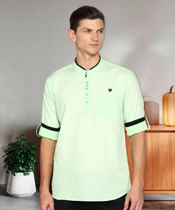 Men's_Candy_Green_Cotton_Elegance_Shirt_Kurta