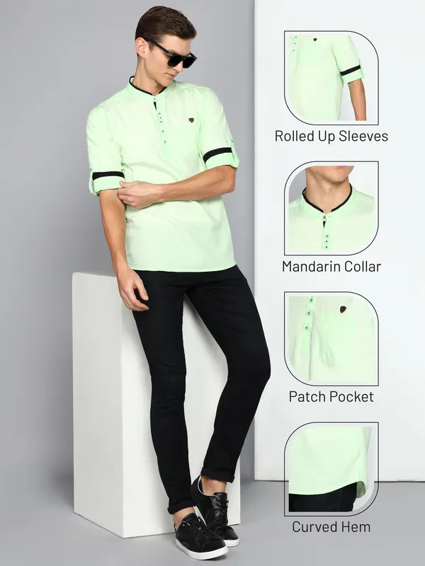 Men's_Candy_Green_Cotton_Elegance_Shirt_Kurta