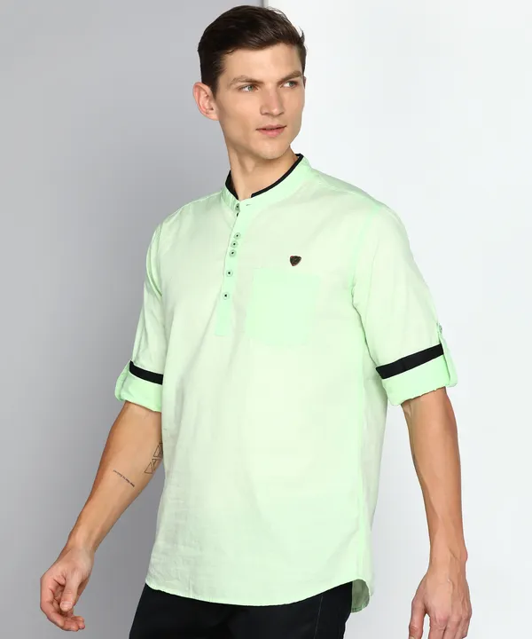 Men's_Candy_Green_Cotton_Elegance_Shirt_Kurta