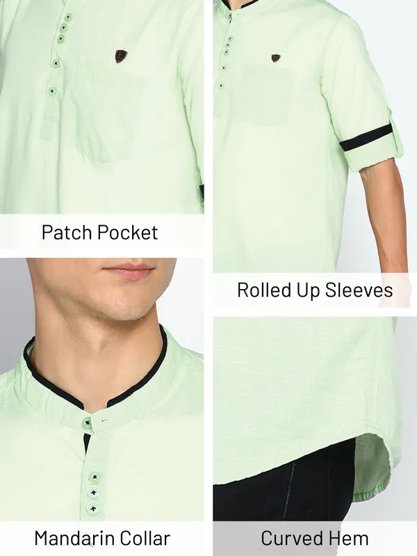 Men's_Candy_Green_Cotton_Elegance_Shirt_Kurta