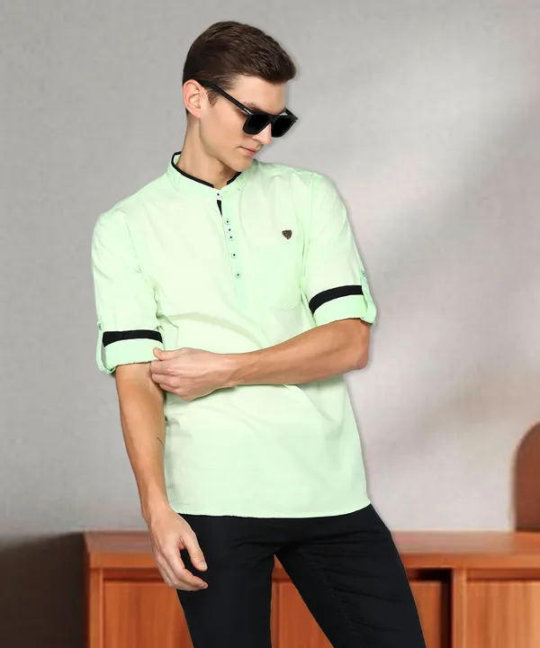 Men's_Candy_Green_Cotton_Elegance_Shirt_Kurta