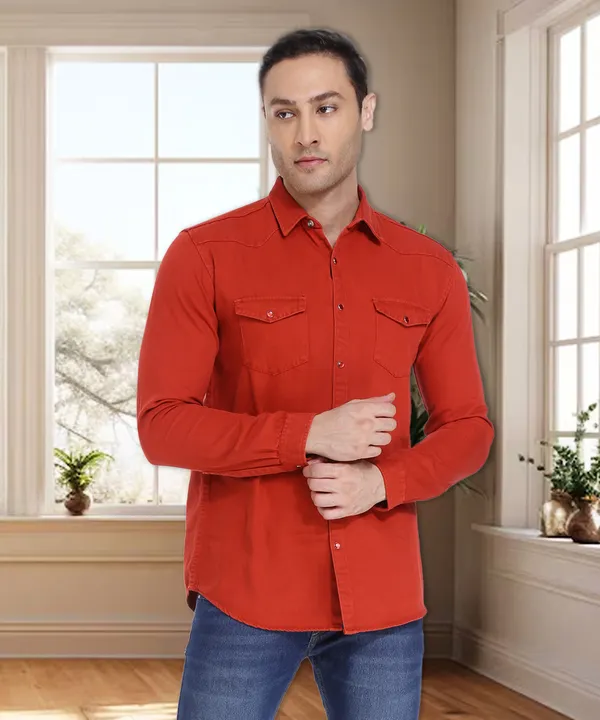 Men's_Flame_Orange_Cotton_Twill_Tactical_Cargo_Shirt