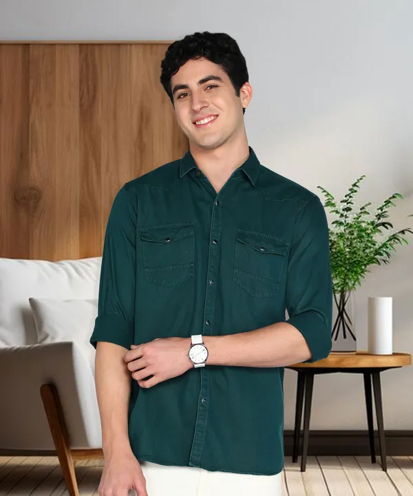 Men's_Teal_Green_Utility_Edge_Denim_Cargo_Shirt