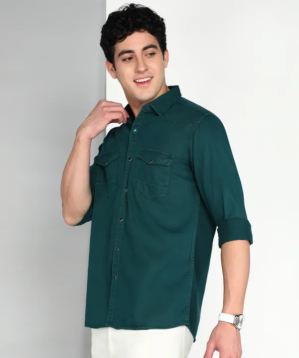 Men's_Teal_Green_Utility_Edge_Denim_Cargo_Shirt
