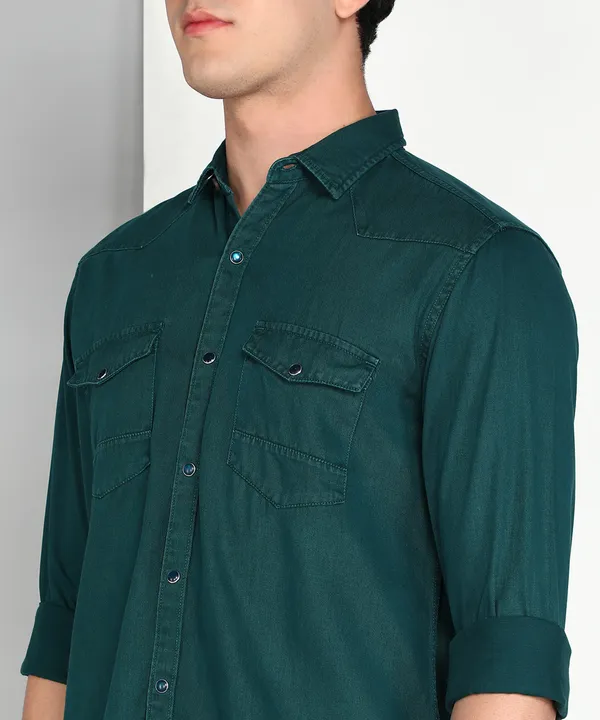 Men's_Teal_Green_Utility_Edge_Denim_Cargo_Shirt