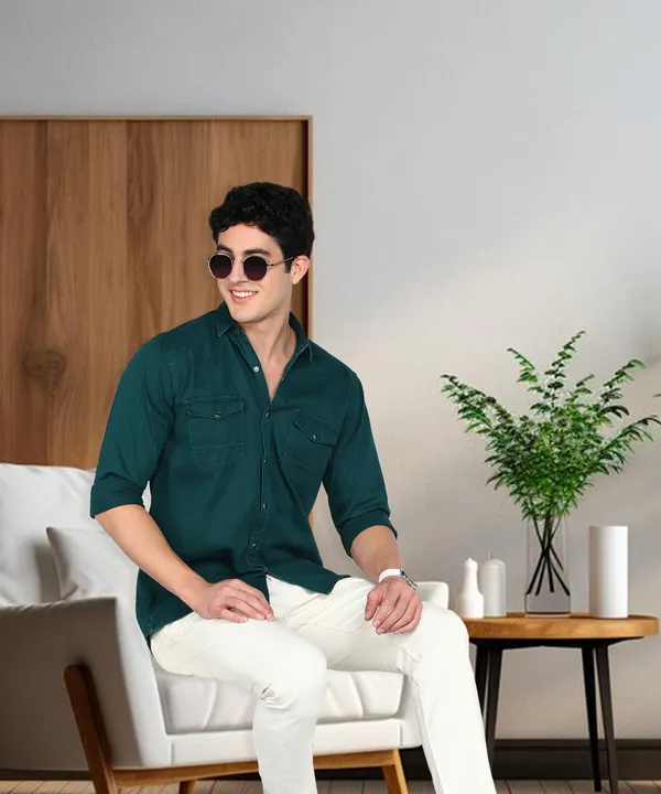 Men's_Teal_Green_Utility_Edge_Denim_Cargo_Shirt