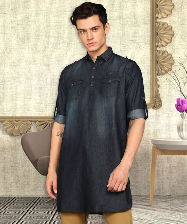 Denim pathani kurta deals