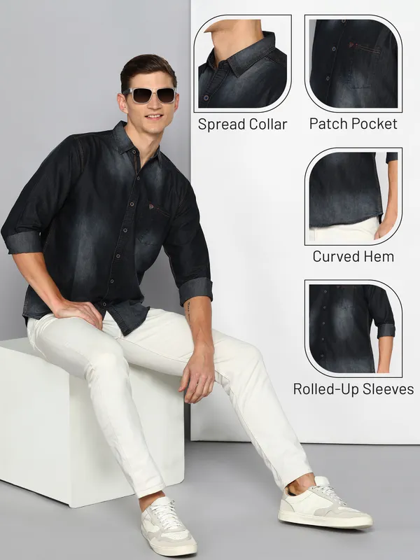 Men's_Black_Denim_Single_Pocket_Essential_Shirt