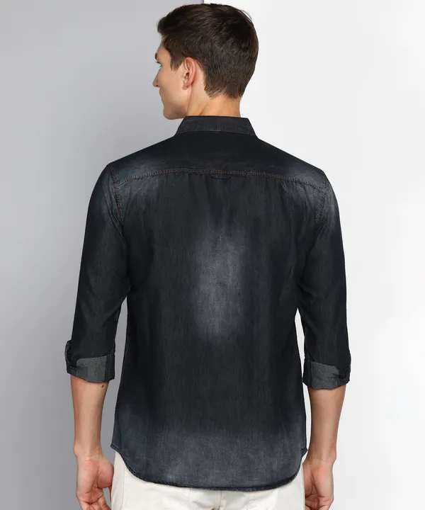 Men's_Black_Denim_Single_Pocket_Essential_Shirt