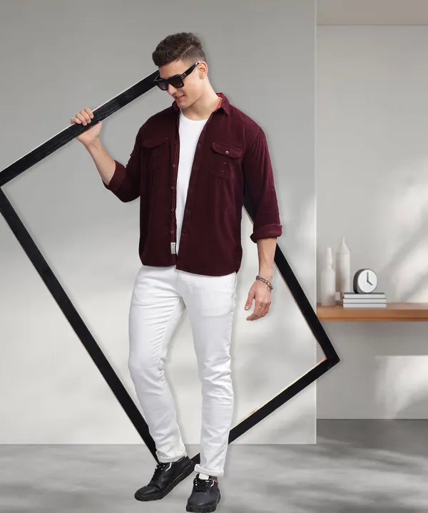 50s corduroy shirt サーモンピンク オレンジ ウエスタン Coral Orange