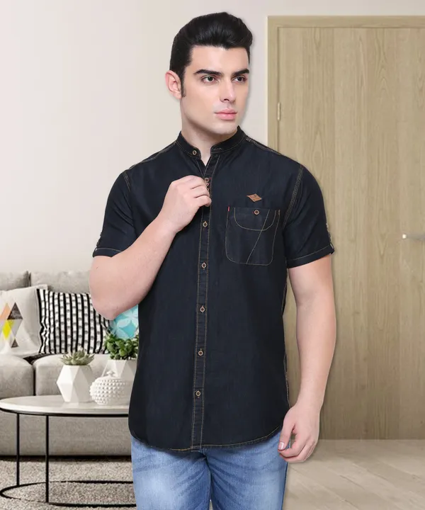 【ほぼ未使用】Small Box Denim Shirt Black L -1117Wx1400H-700359545-black-