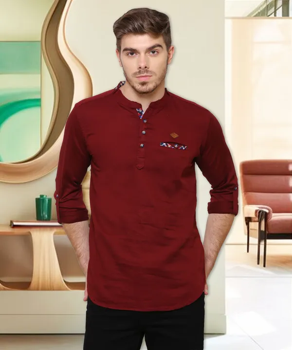 Kuons Avenue Men's Maroon Cotton Luxe Short Kurta Price in India Buy  Kuons Avenue Men's Maroon Cotton Luxe Short Kurta online at undefined