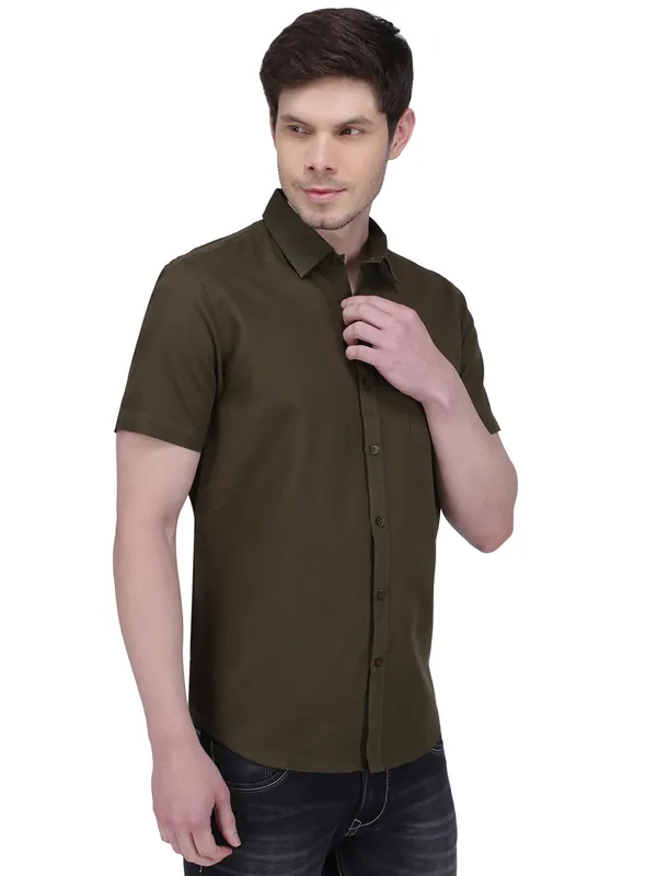 Southbay_Men's_Olive_Green_Corporate_Couture_Formal_Shirt