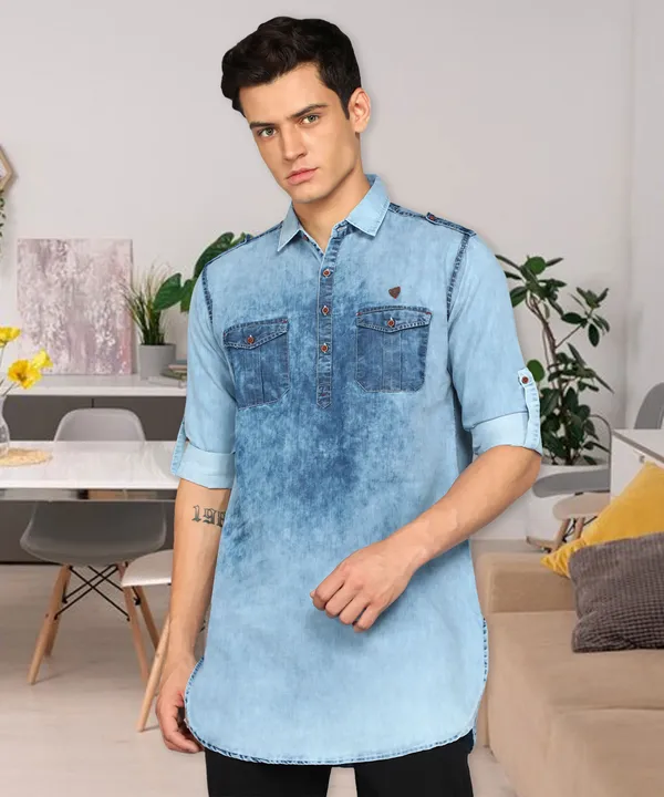 mens pathani kurta with denim