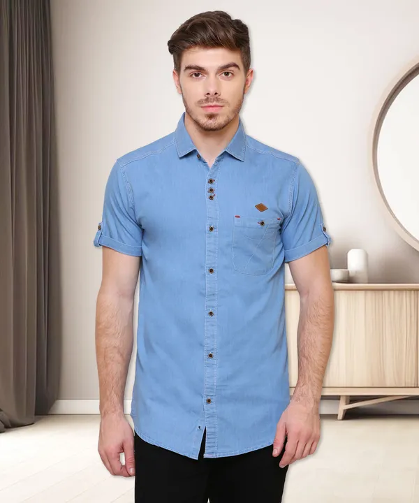 Kuons Avenue Men s Icewash Classic Half Sleeve Denim Shirt Price in India Buy Kuons Avenue Men s Icewash Classic Half Sleeve Denim Shirt online at undefined