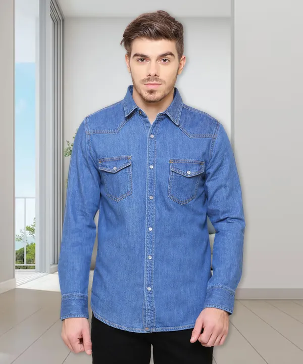 Kuons Avenue Southbay Men's Medium Blue Street Style Denim Shirt