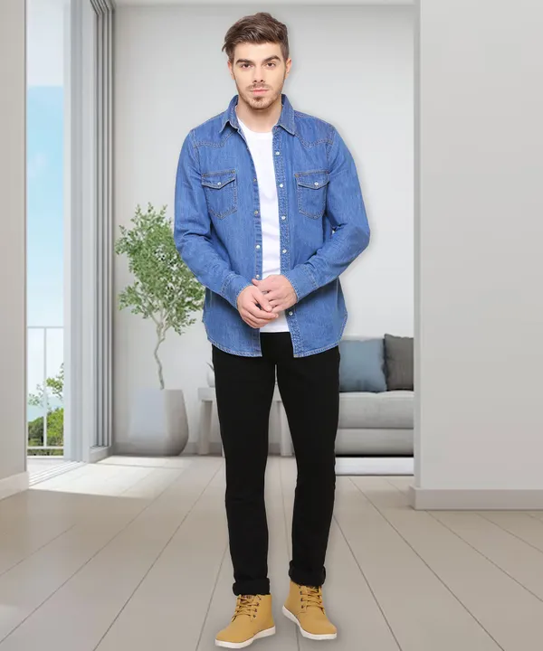 Southbay_Men's_Medium_Blue_Street_Style_Denim_Shirt
