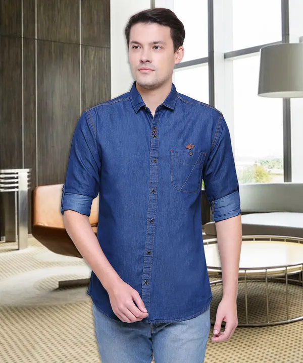 Kuons Avenue Men's Denimax Blue Classic Denim Shirt Price in India