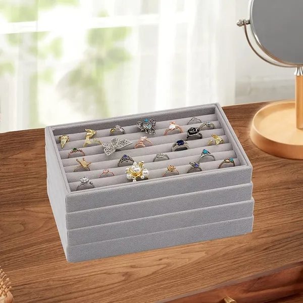 4pcs_Velvet__jewellery_trays_set_for_storing_and_organizing_earrings,_rings,_bracelets,_necklaces,_pins_and_other_jewelries