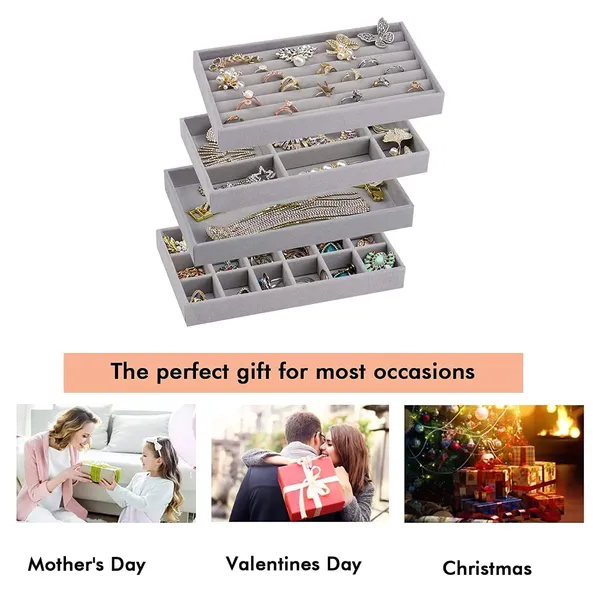 4pcs_Velvet__jewellery_trays_set_for_storing_and_organizing_earrings,_rings,_bracelets,_necklaces,_pins_and_other_jewelries