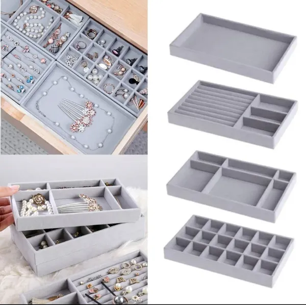 4pcs_Velvet__jewellery_trays_set_for_storing_and_organizing_earrings,_rings,_bracelets,_necklaces,_pins_and_other_jewelries
