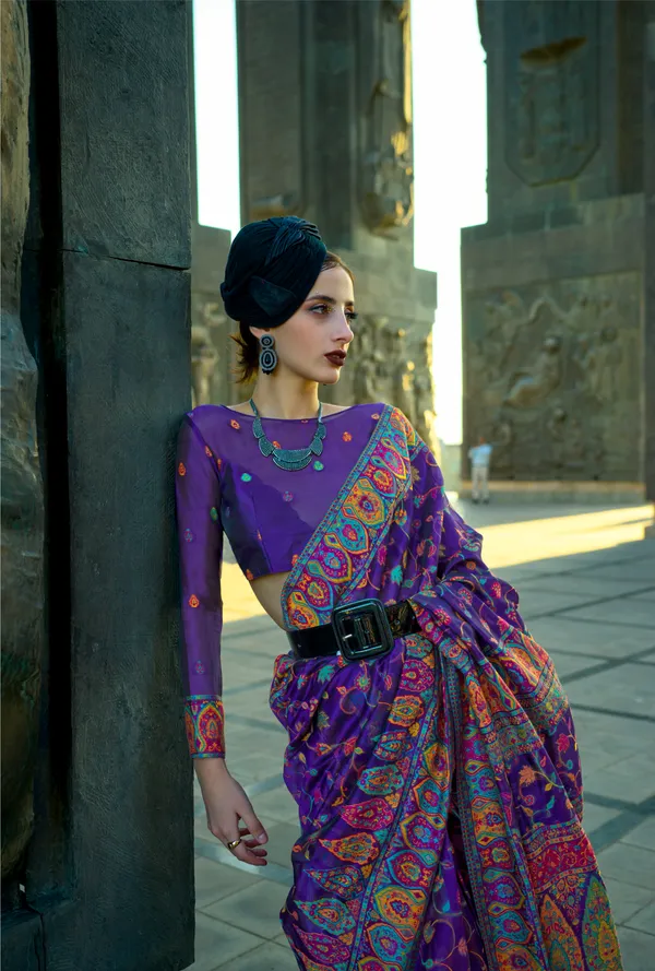 Organza_Silk_Kashmiri_Woven_Saree