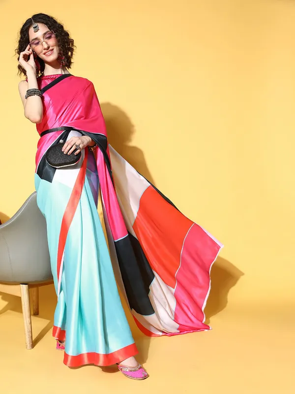 Multicolor_Satin_Saree_for_Women