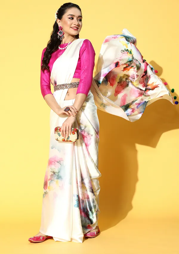 Premium_Range_Designer_Cream_Satin_Saree_for_Women