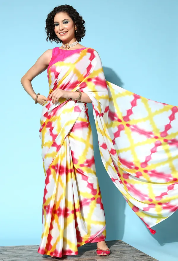 Cream_Satin_Saree_for_Women