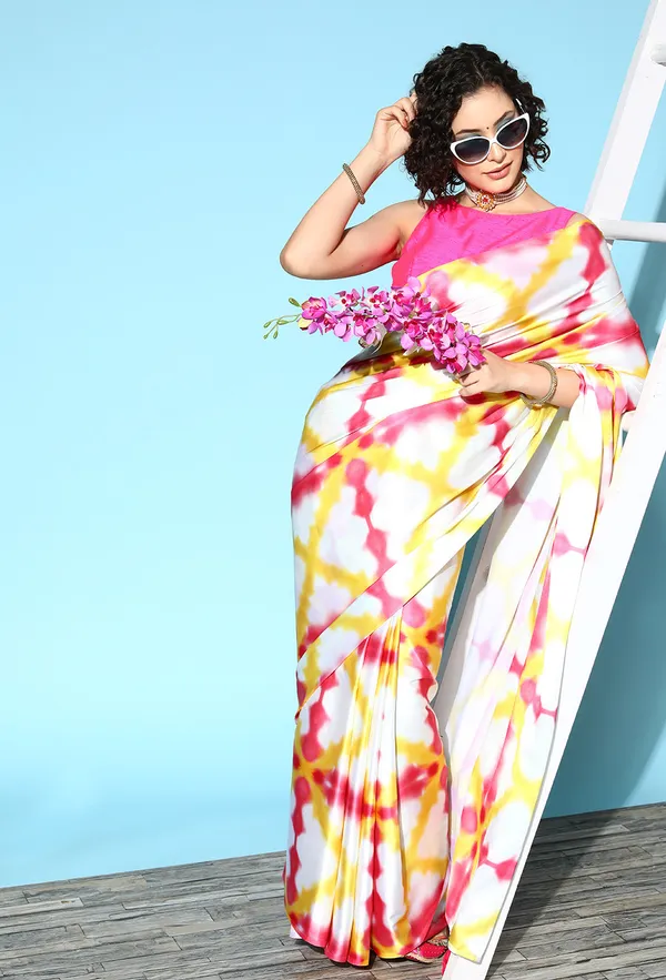 Cream_Satin_Saree_for_Women