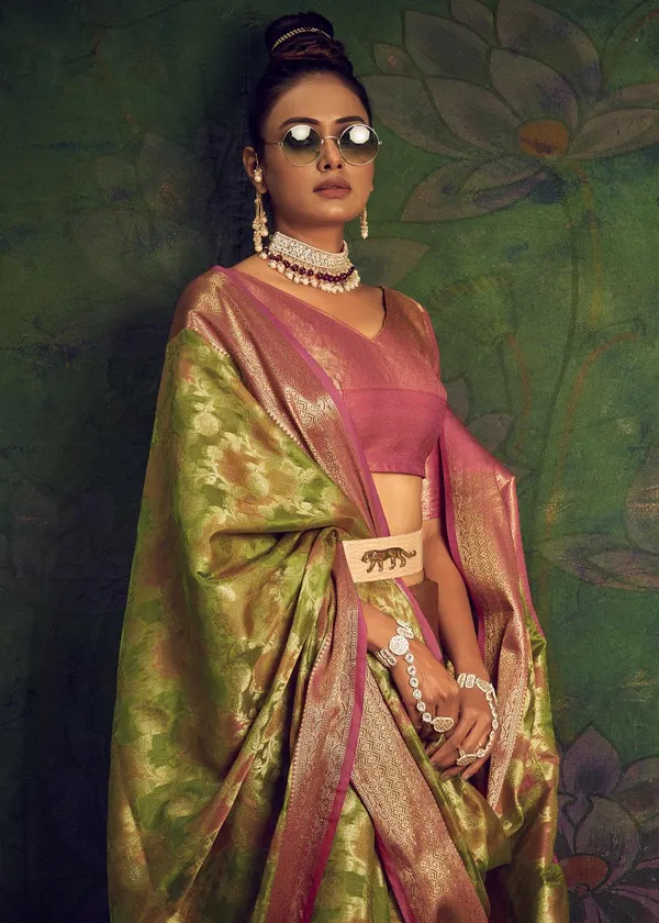 Green_Silk_Blend_Saree_for_Women