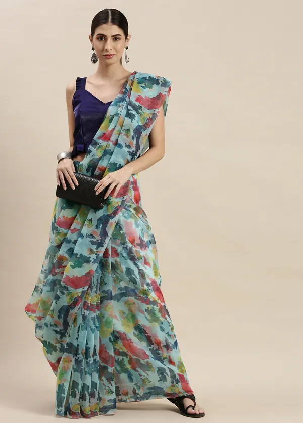 Blue_Organza_Saree_for_Women