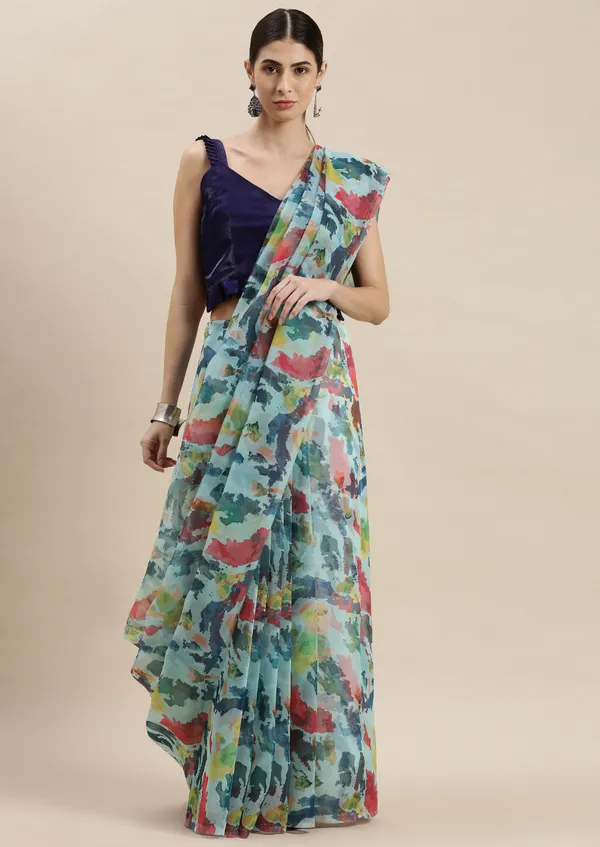 Blue_Organza_Saree_for_Women