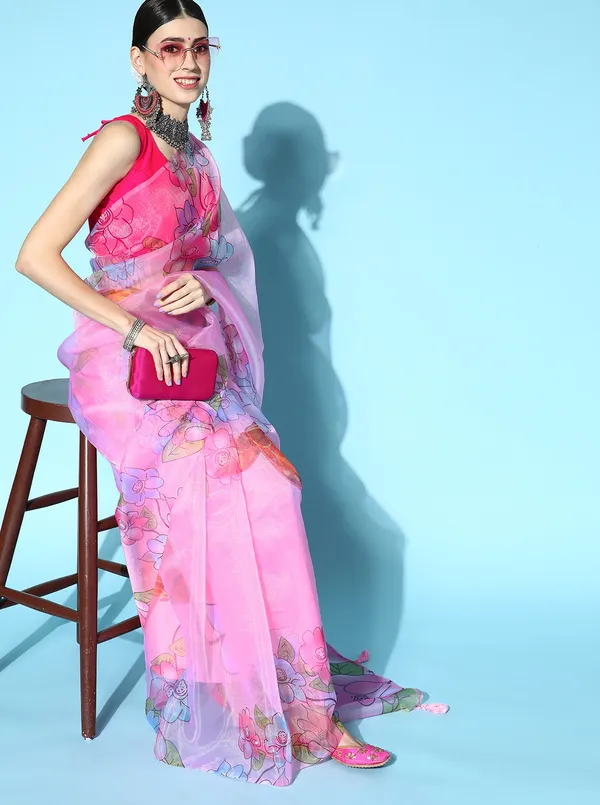 Pink_Organza_Saree_for_Women