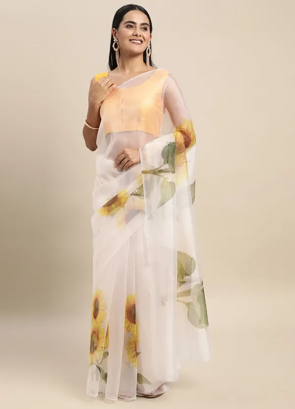Cream_Organza_Saree_for_Women