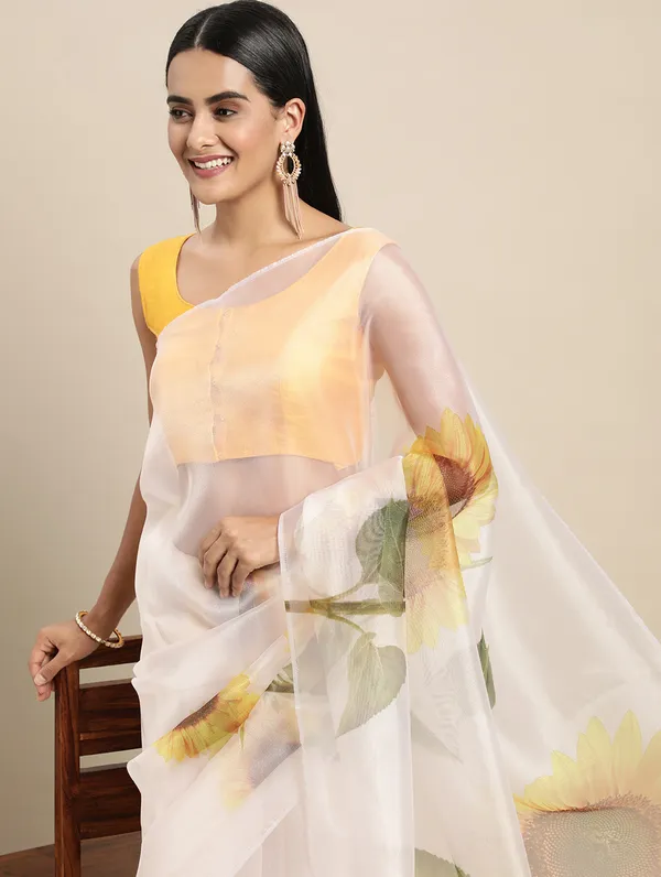 Cream_Organza_Saree_for_Women