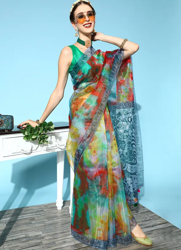 Multicolor_Organza_Saree_for_Women