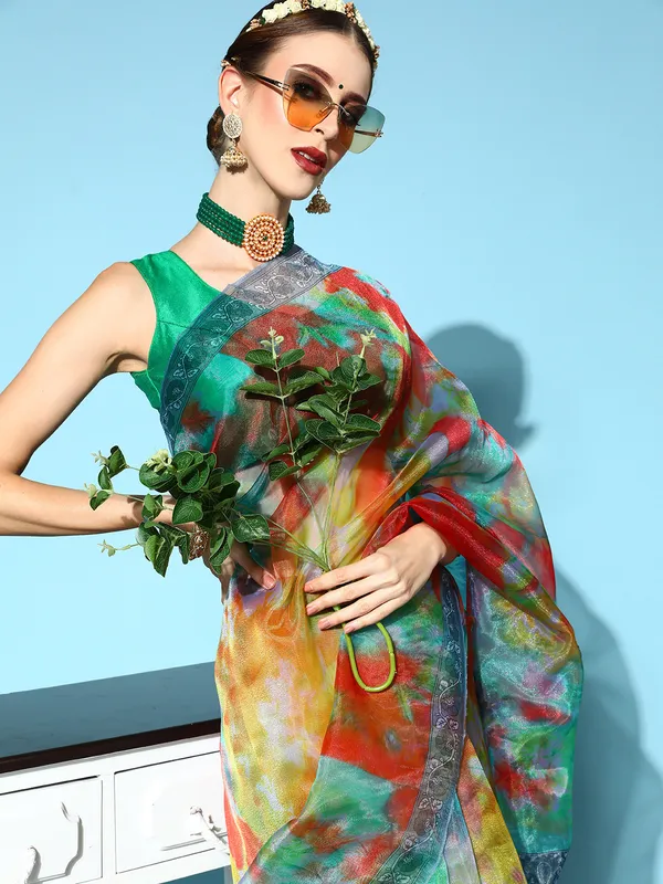 Multicolor_Organza_Saree_for_Women