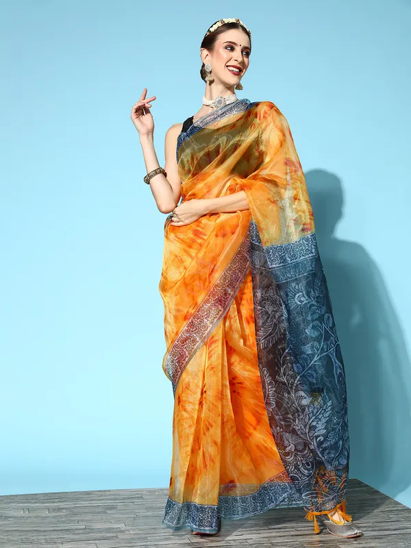 Mustard_Organza_Saree_for_Women