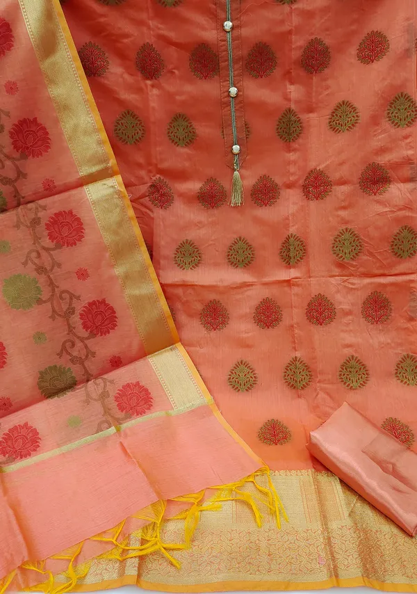 Orange_Jacquard_Salwar_Suit_Material_for_Women