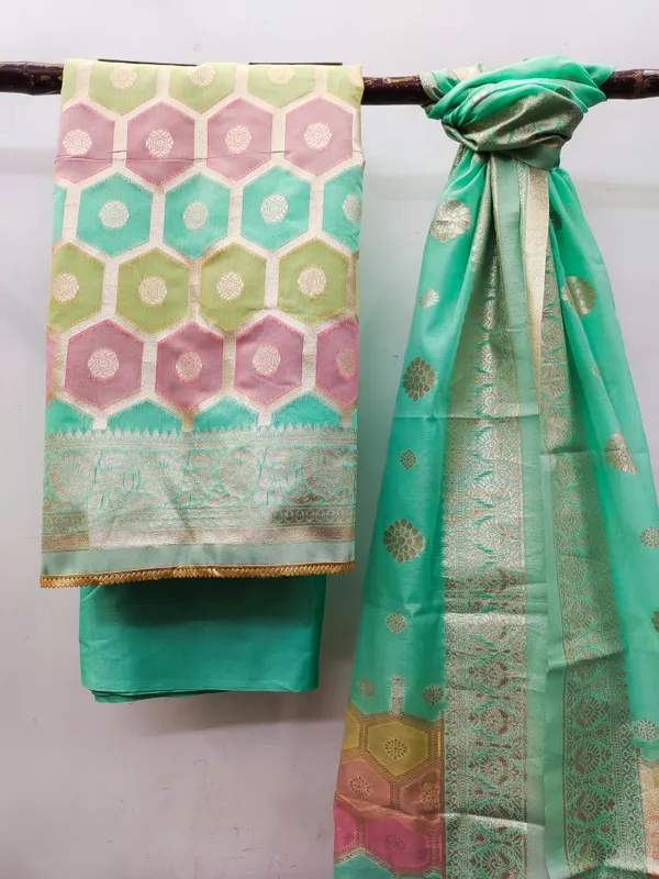 Green_Silk_Blend_Salwar_Suit_Material_for_Women