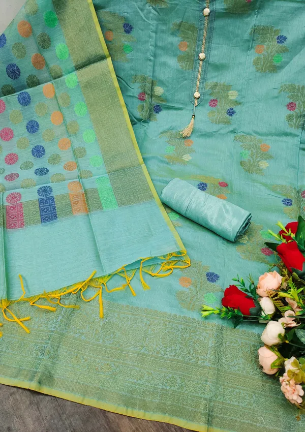 Green_Silk_Blend_Salwar_Suit_Material_for_Women